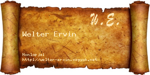 Welter Ervin névjegykártya